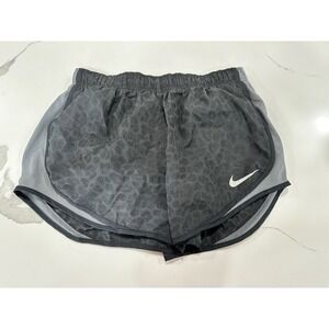 Nike Women's Gray Leopard Shine Print Dri-Fit Running Shorts Size M